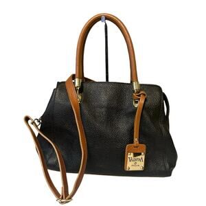 Valentina Bag Pebble Leather Top Handle Satchel Crossbody Purse Black